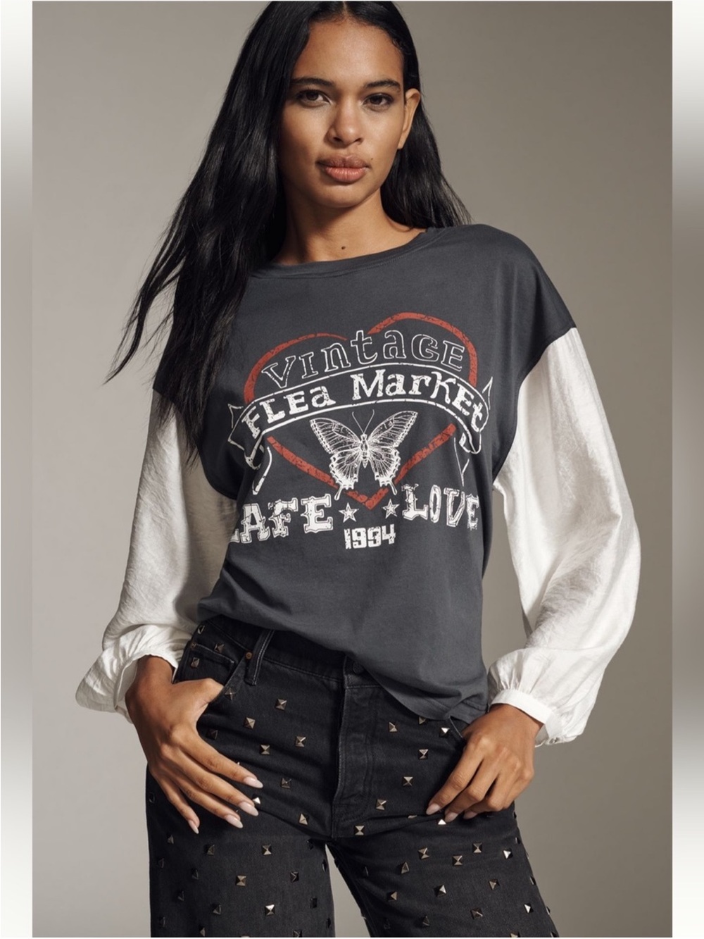 Anthropologie Twofer Band Vintage Flea Market Top - Size L - BNWT